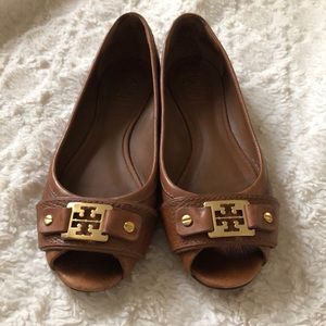 Tory Burch peep toe flats